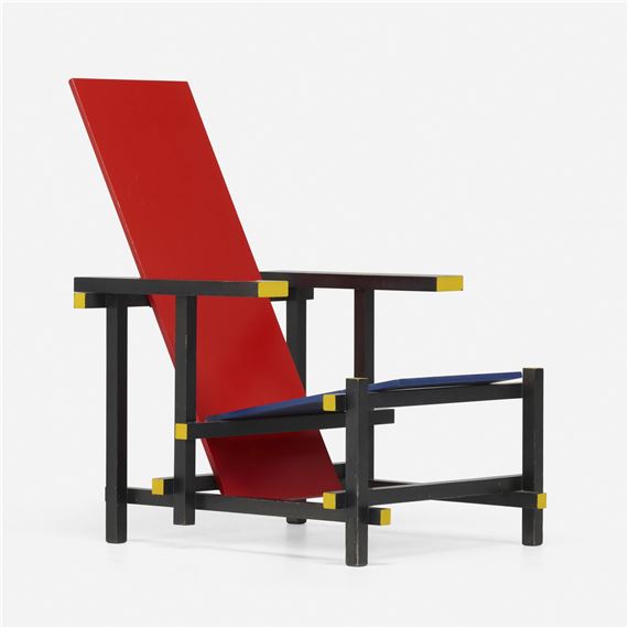Red Blue chair by Gerrit Rietveld, 1918 / c. 1989