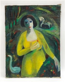 WOMAN W/ HORSEMAN O/C PAINTING - Jan Baptist Boel