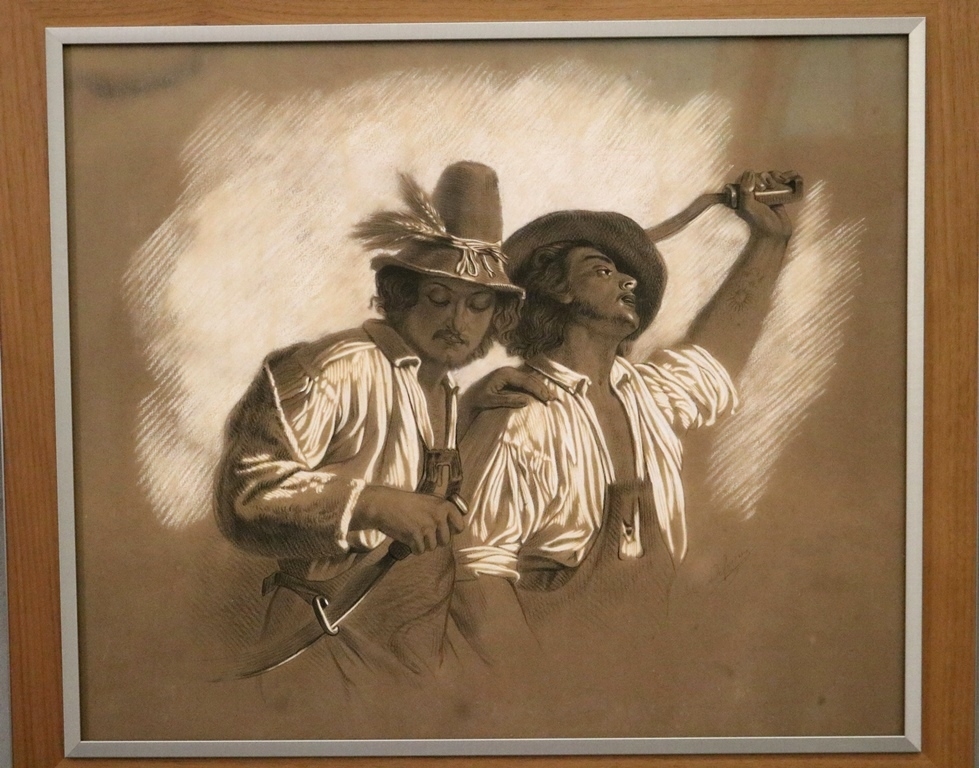 Artwork by Charles Louis Defosseux, Two Peasants in the Field, Made of Drawing
