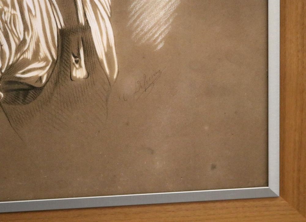 Artwork by Charles Louis Defosseux, Two Peasants in the Field, Made of Drawing