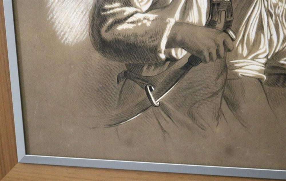 Artwork by Charles Louis Defosseux, Two Peasants in the Field, Made of Drawing