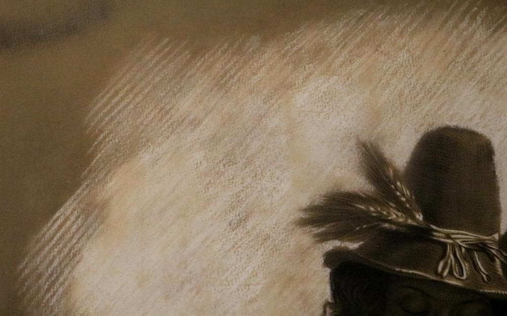 Artwork by Charles Louis Defosseux, Two Peasants in the Field, Made of Drawing