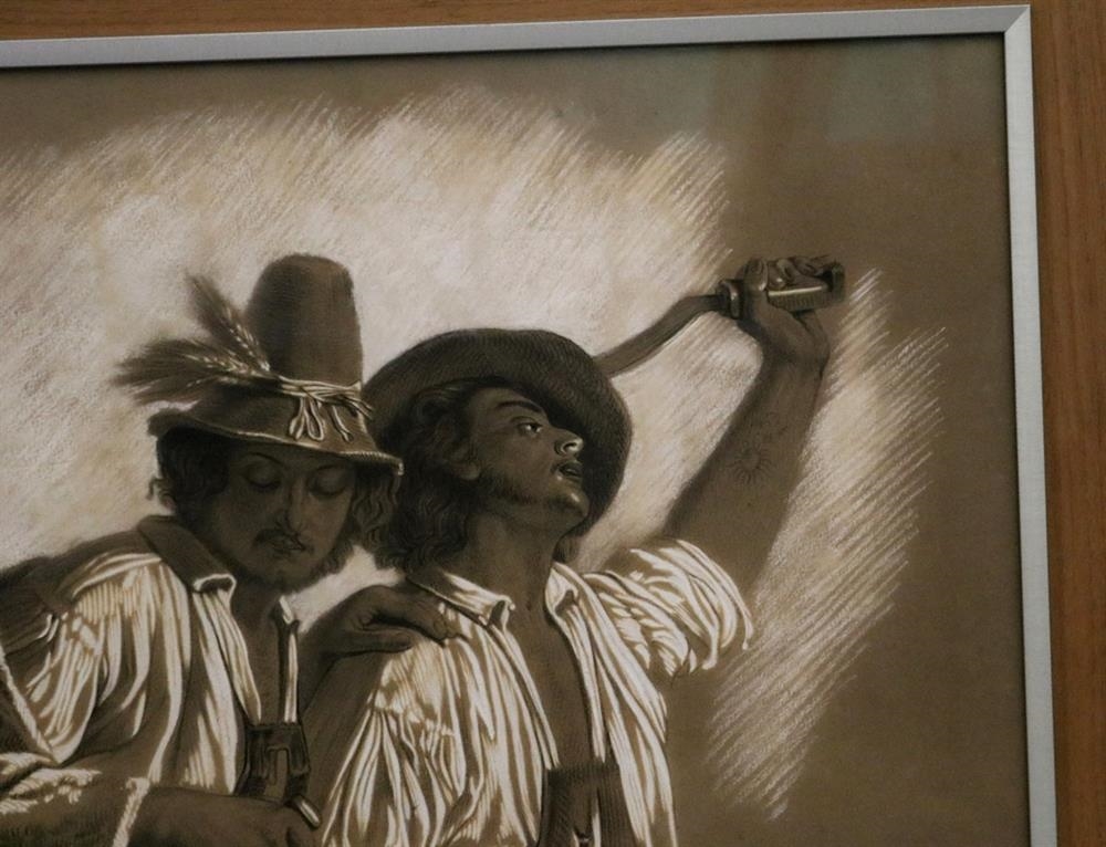 Artwork by Charles Louis Defosseux, Two Peasants in the Field, Made of Drawing