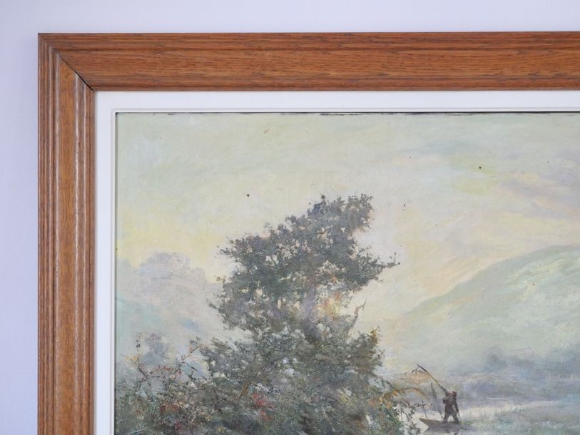 Artwork by André Suréda, Animated lake landscape, Made of Oil on canvas