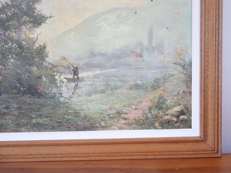 Artwork by André Suréda, Animated lake landscape, Made of Oil on canvas