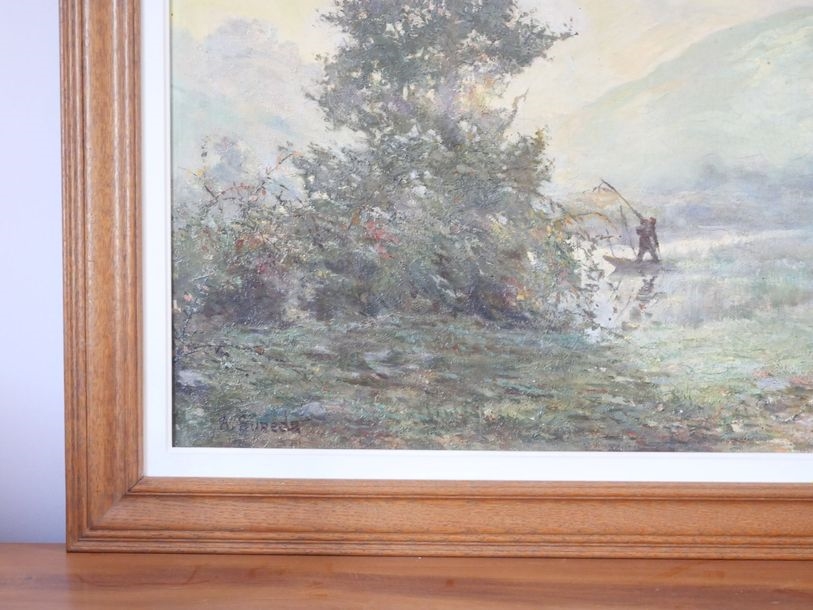 Artwork by André Suréda, Animated lake landscape, Made of Oil on canvas