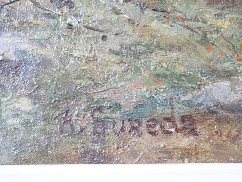 Artwork by André Suréda, Animated lake landscape, Made of Oil on canvas