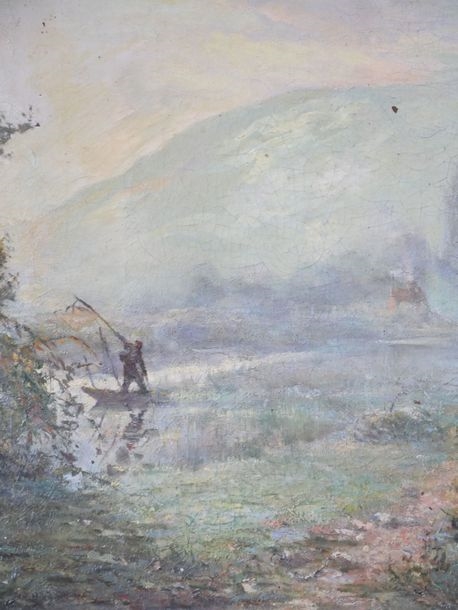 Artwork by André Suréda, Animated lake landscape, Made of Oil on canvas