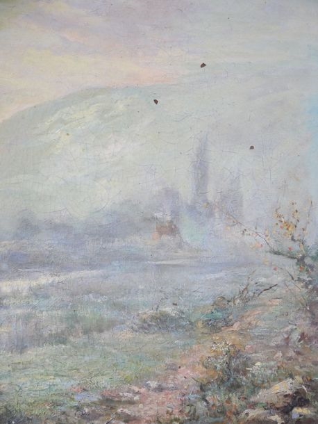 Artwork by André Suréda, Animated lake landscape, Made of Oil on canvas