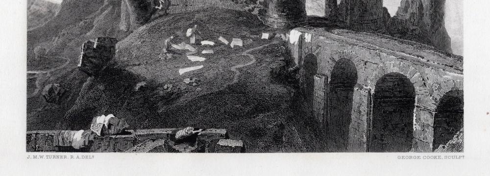 Artwork by Joseph Mallord William Turner, Corfe Castle, Dorsetshire, Made of Antique engraving on wove paper