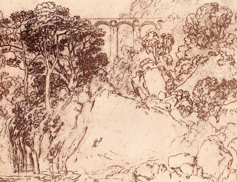 Artwork by Joseph Mallord William Turner, The Stork and Aqueduct, Made of Etching