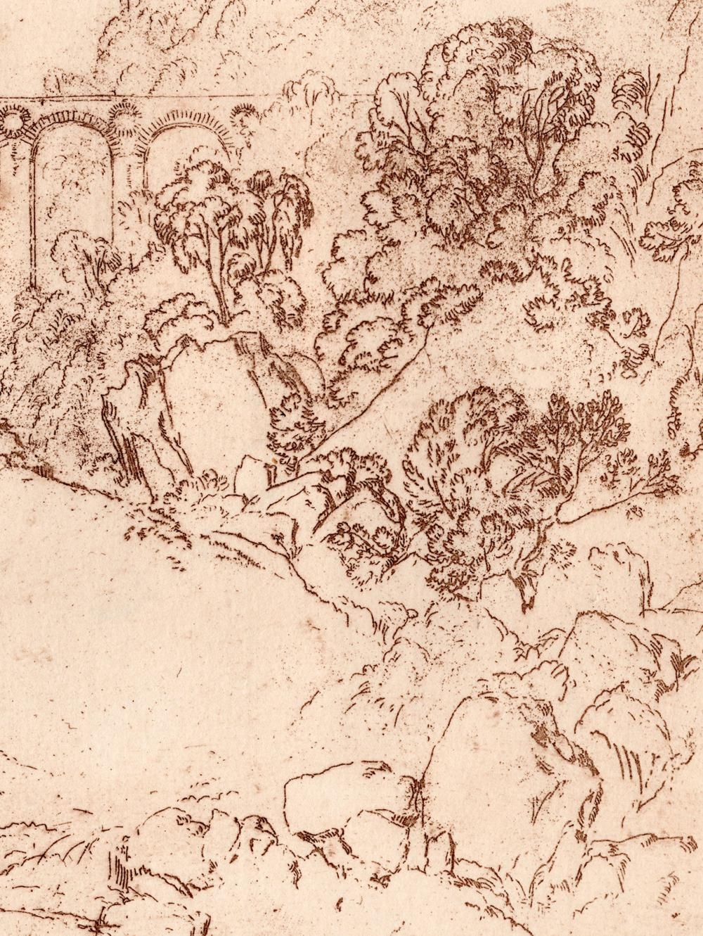 Artwork by Joseph Mallord William Turner, The Stork and Aqueduct, Made of Etching