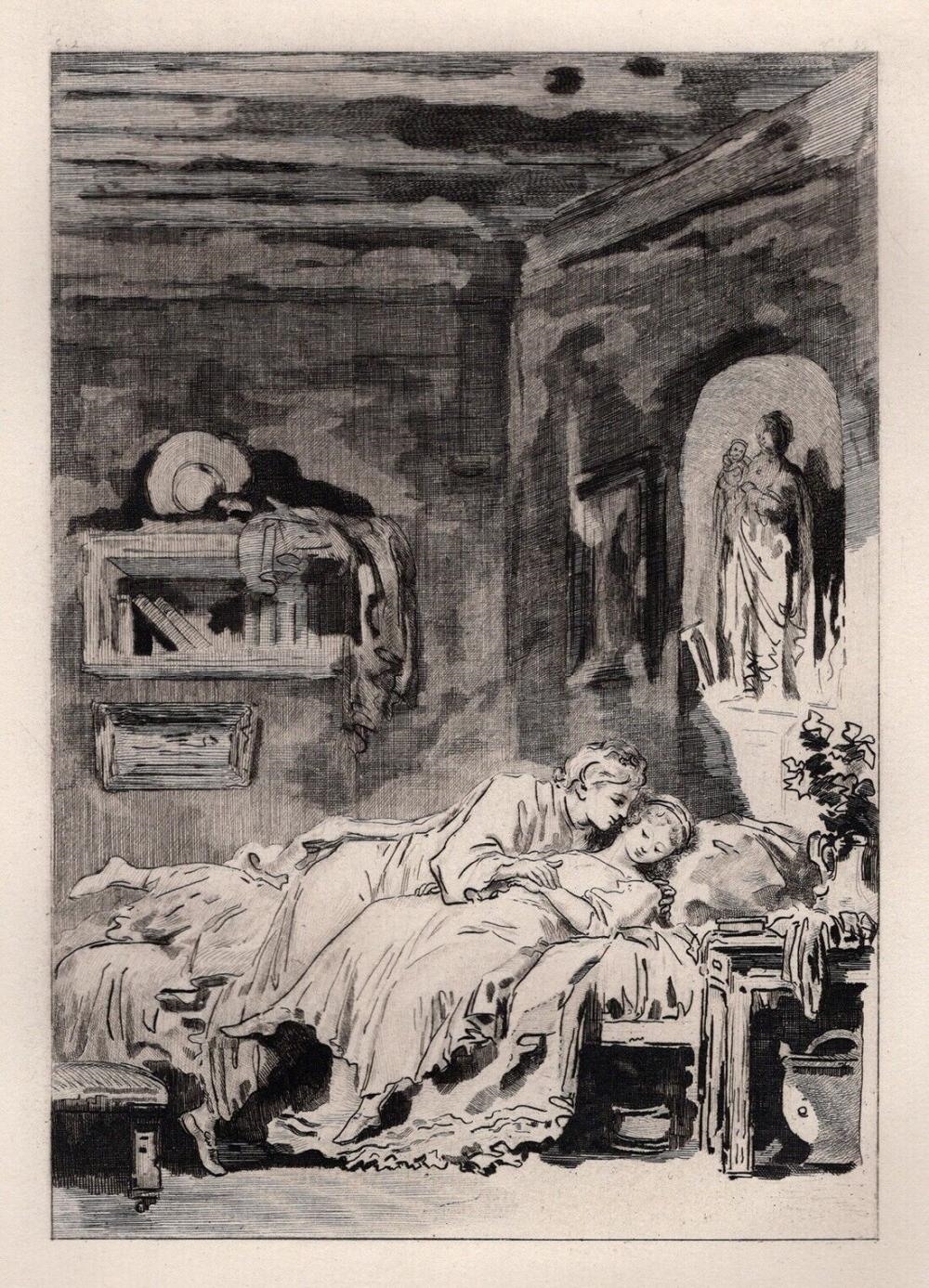 Artwork by Jean-Honoré Fragonard, Seduction de la Fille, Made of Etching on laid paper