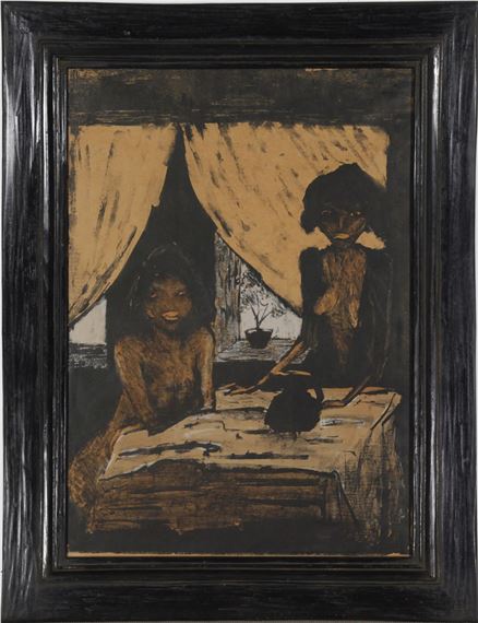 Zwei Zigeunermädchen im Wohnraum [historischer Titel by Otto Müller, 1926