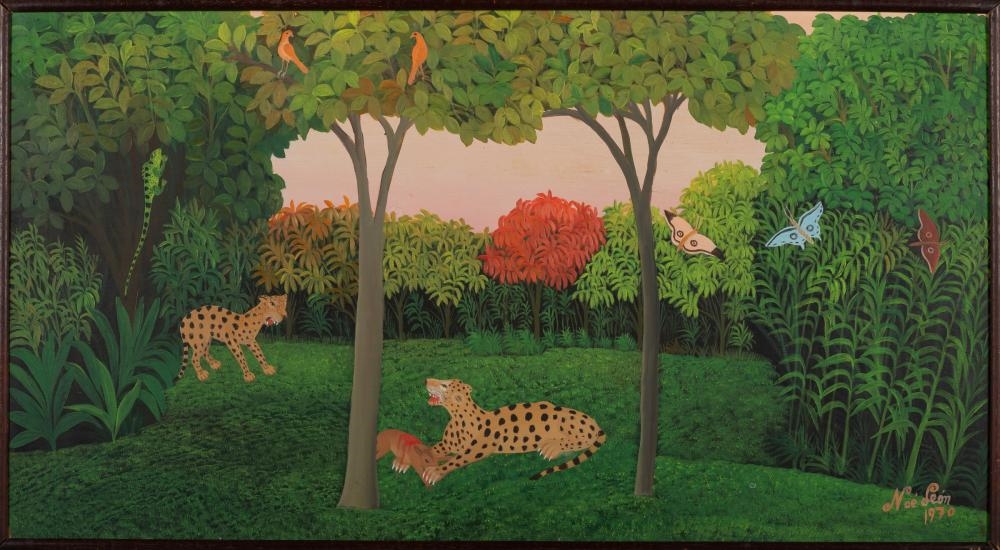Artwork by Noe Leon, In the Jungle, Made of oil on masonite