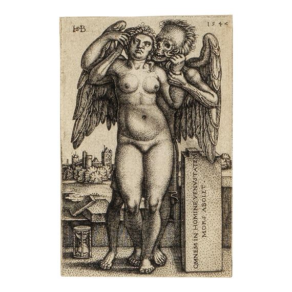 Death and the Standing Nude Woman by Hans Sebald Beham, 1547