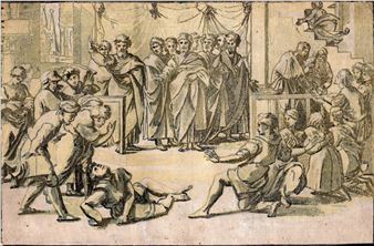 La morte di Anania, da Raffaello - Ugo Da Carpi