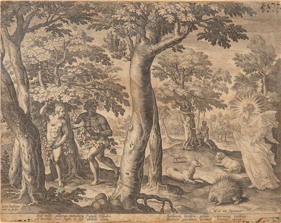Adamo ed Eva si nascondono da Dio, da Maarten de Vos by Jan Sadeler I