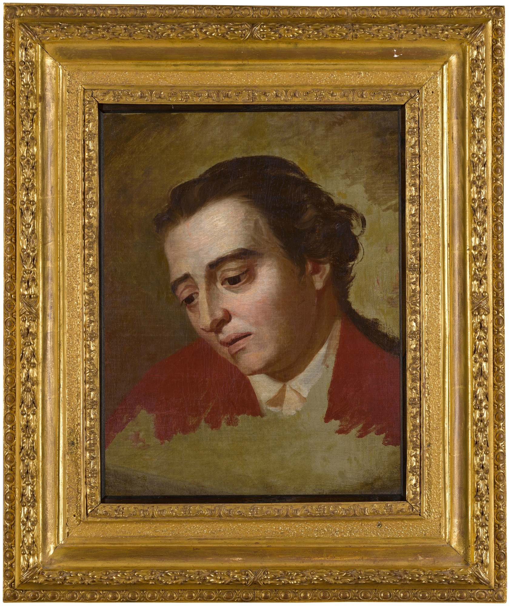 Artwork by George Romney, A study of the head of an officer for 'The Death of General Wolfe, Made of oil on canvas