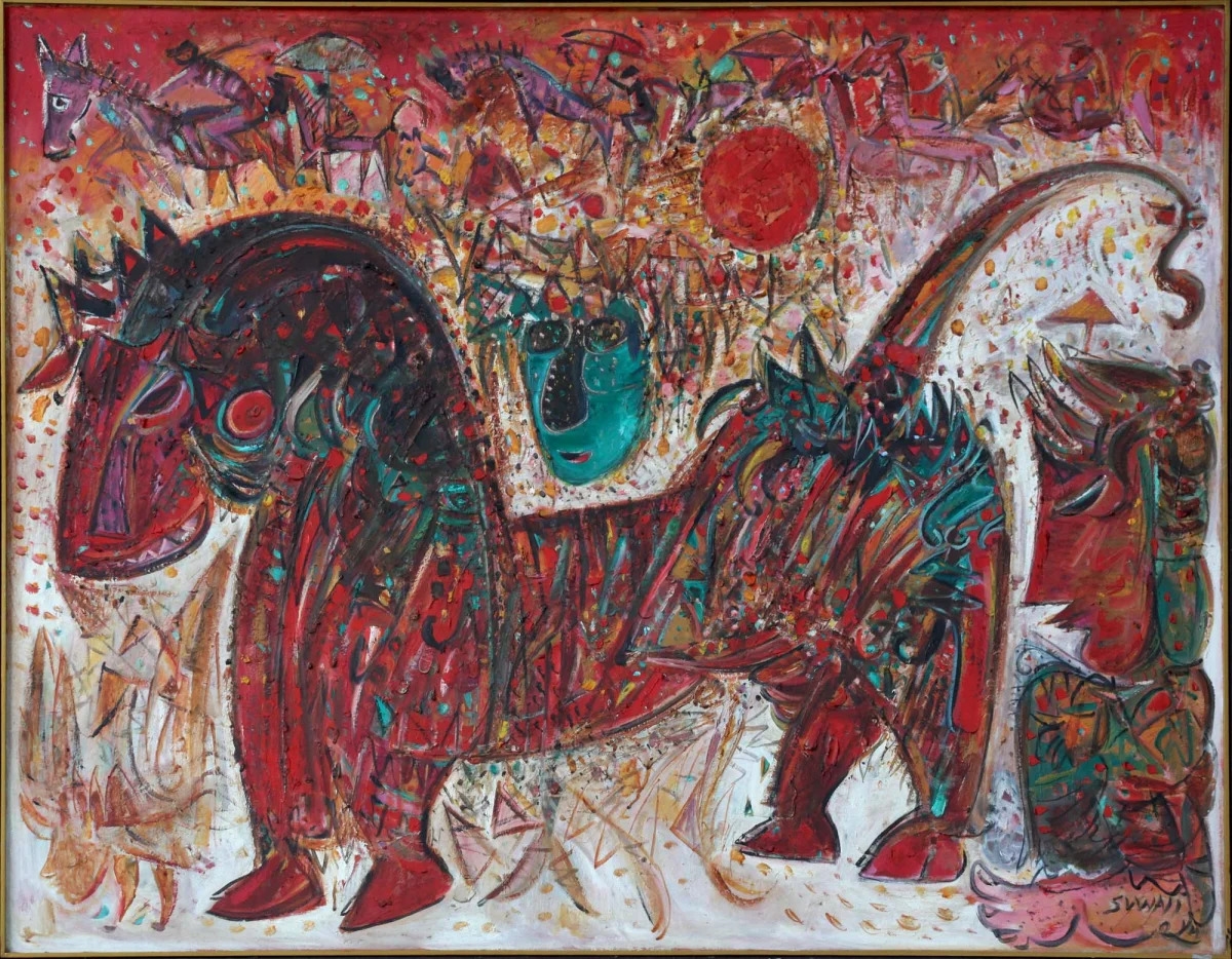 Artwork by Suwaji, Champion Horse (Kuda Juara, Made of Oil On Canvas