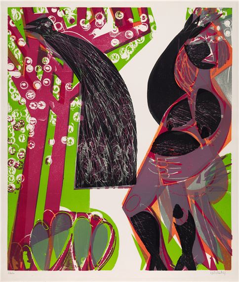 Die Frau mit dem Pfau by HAP  Grieshaber, 1963