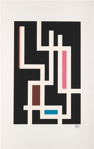 Bandwerk Weiss auf Schwarz by Walter Dexel, 1973