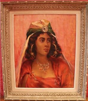 Portrait of an Oriental woman in a red dress - Leon Geille de Saint-Leger