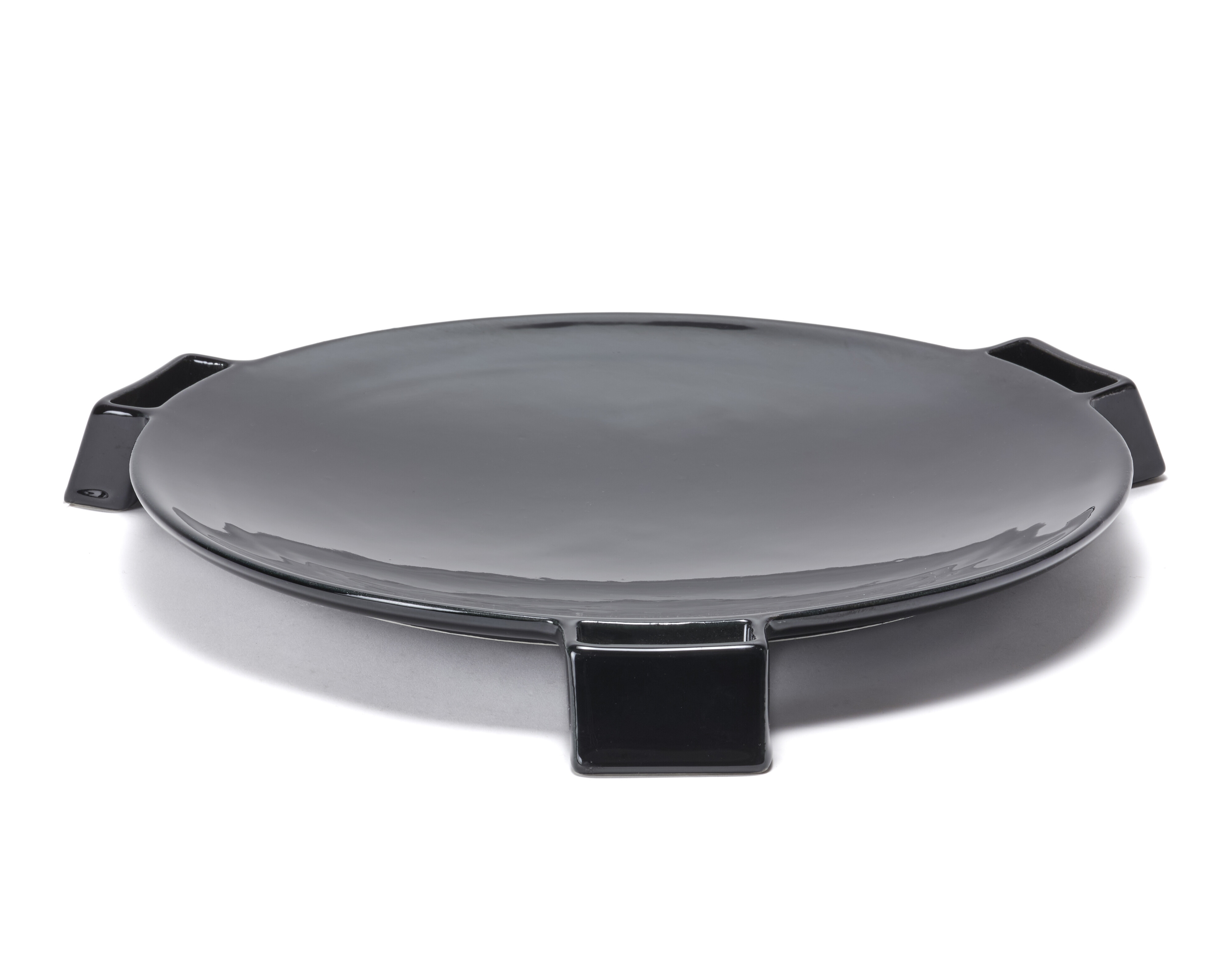 Angelo Mangiarotti | Large black glazed ceramic tripod centrepiece ...