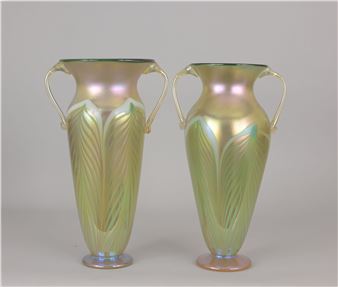 (2) Rick Strini Art Glass Pulled Feather Vases - Rick Strini