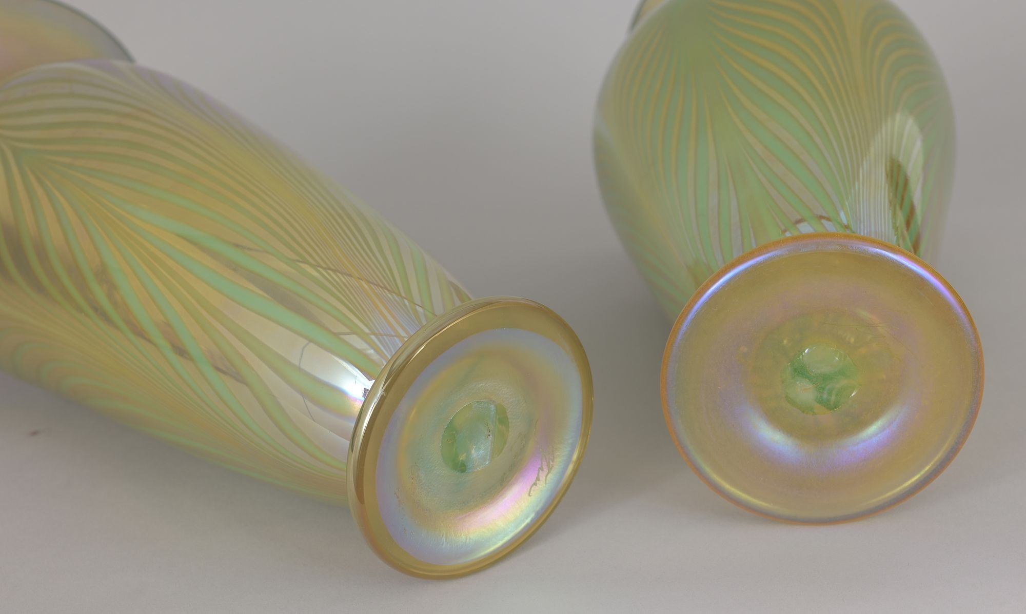 Rick Strini | (2) Rick Strini Art Glass Pulled Feather Vases | MutualArt
