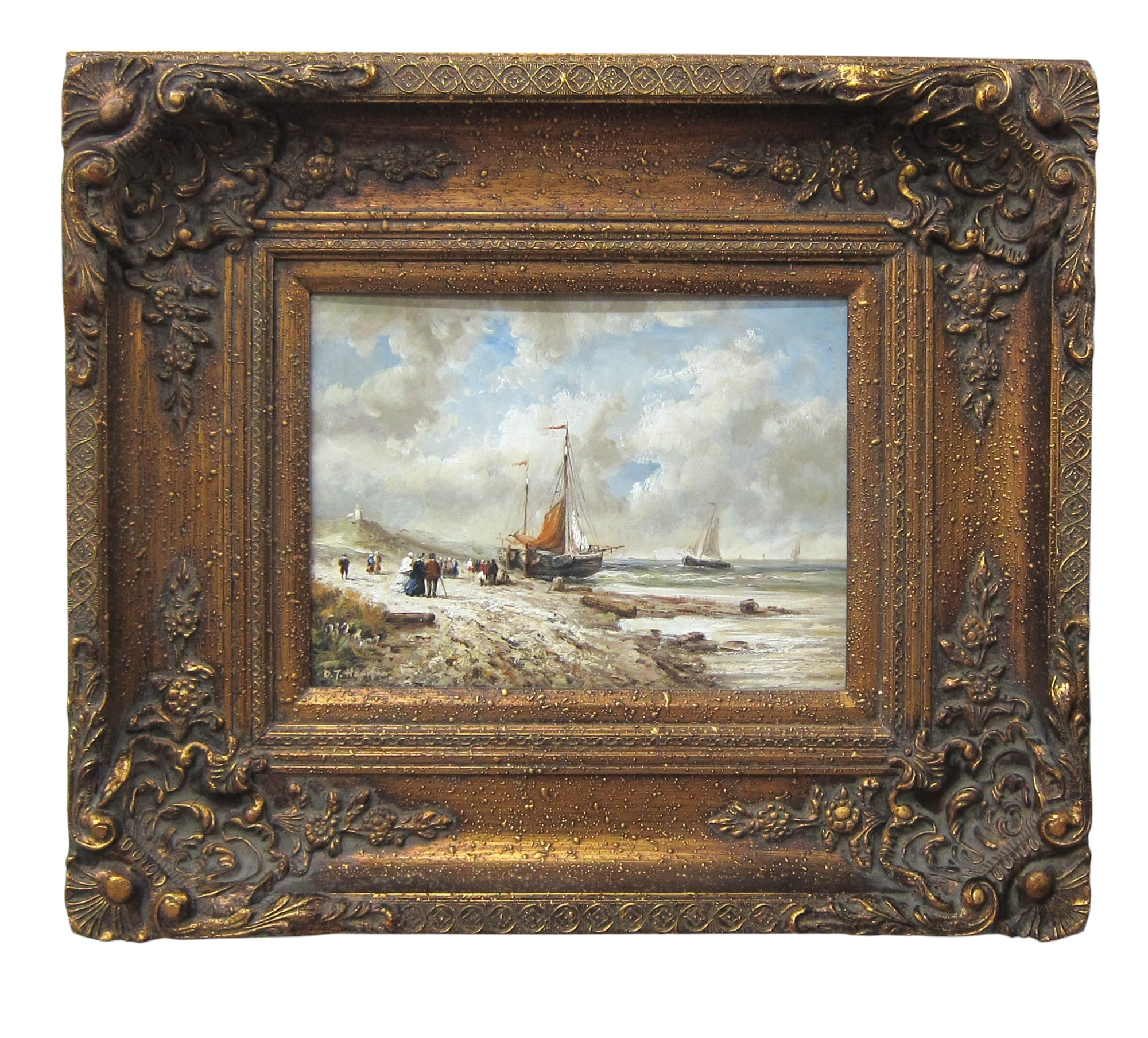 Artwork by Daniel Hanifan, Ships on a shore, Made of oil on panel