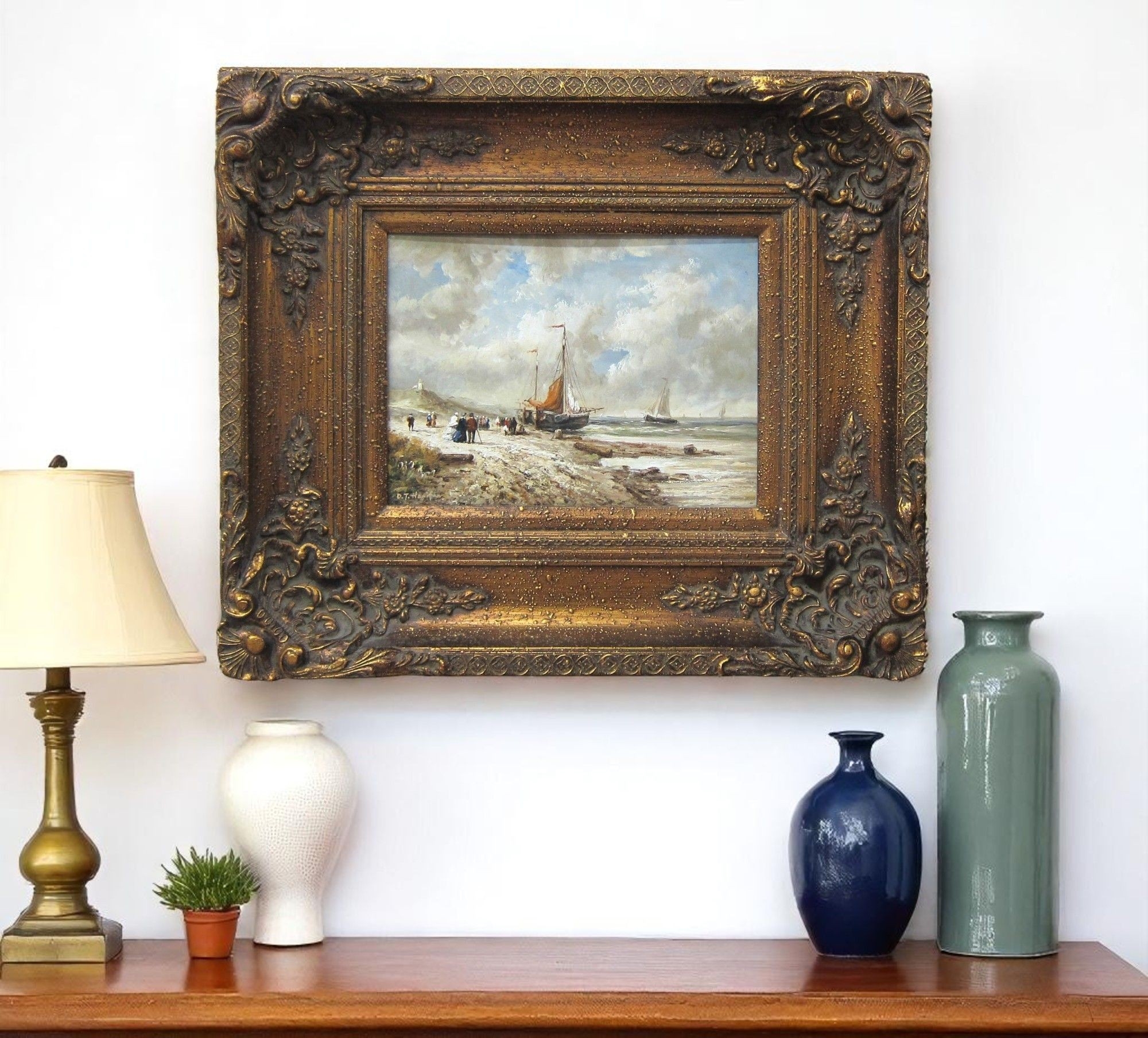 Artwork by Daniel Hanifan, Ships on a shore, Made of oil on panel