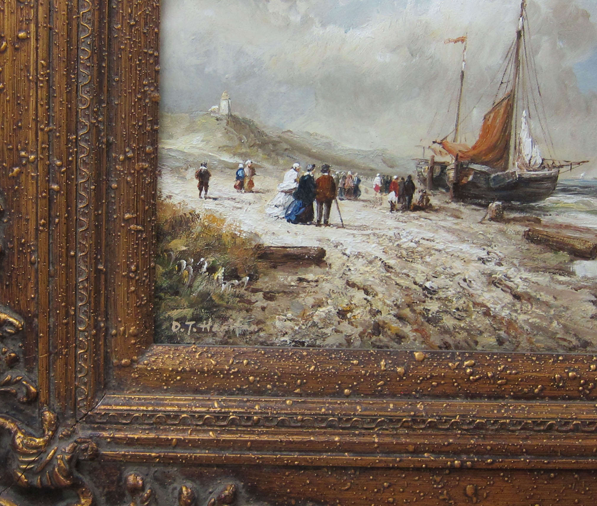 Artwork by Daniel Hanifan, Ships on a shore, Made of oil on panel