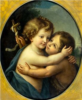 Embrace of Infant Jesus and John Baptist - European School, 20th Century