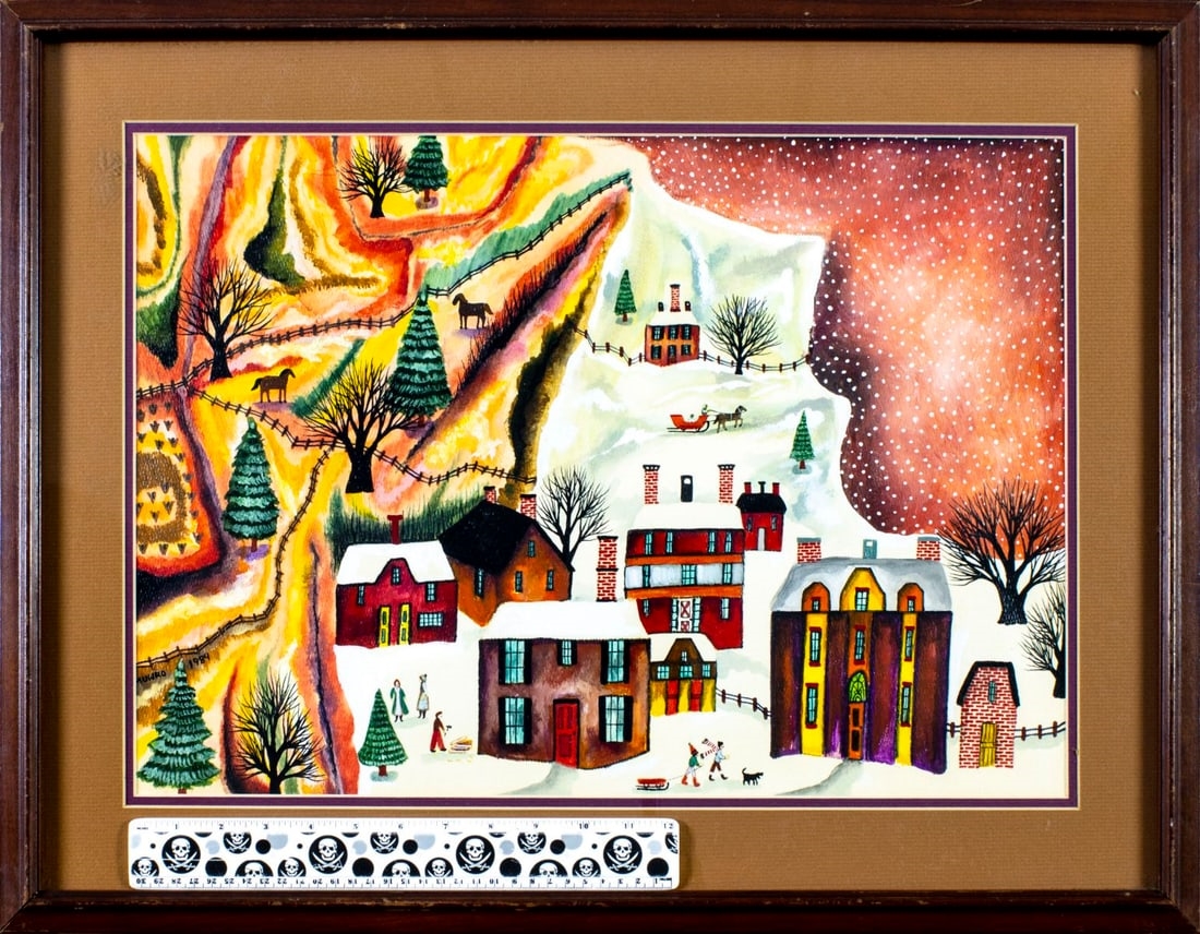 Artwork by Janet Munro, A Winter Sunset, Made of oil on paper