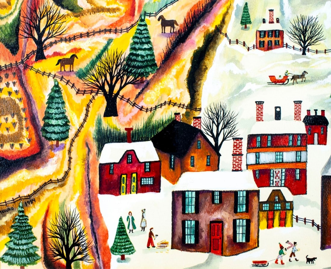 Artwork by Janet Munro, A Winter Sunset, Made of oil on paper