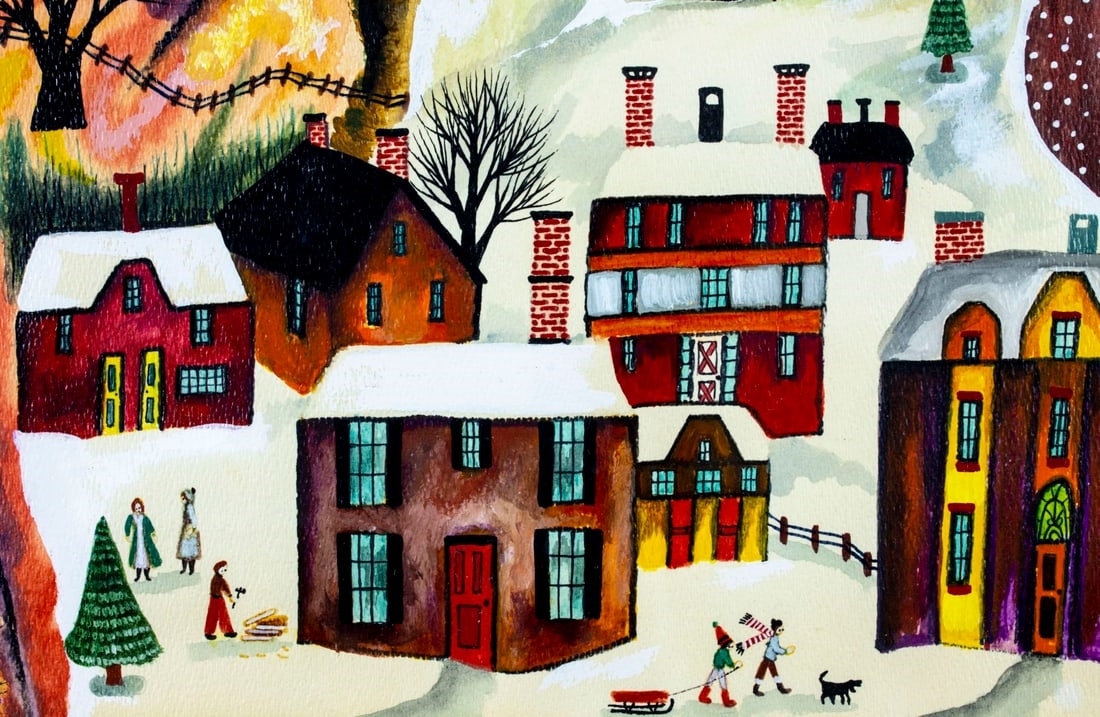 Artwork by Janet Munro, A Winter Sunset, Made of oil on paper