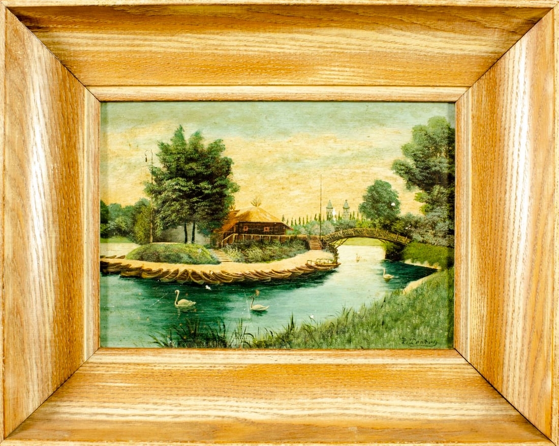 P Tenton | Park Landscape with Swans | MutualArt