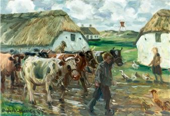 Farm Scene with Cows - Anders Carl Hune