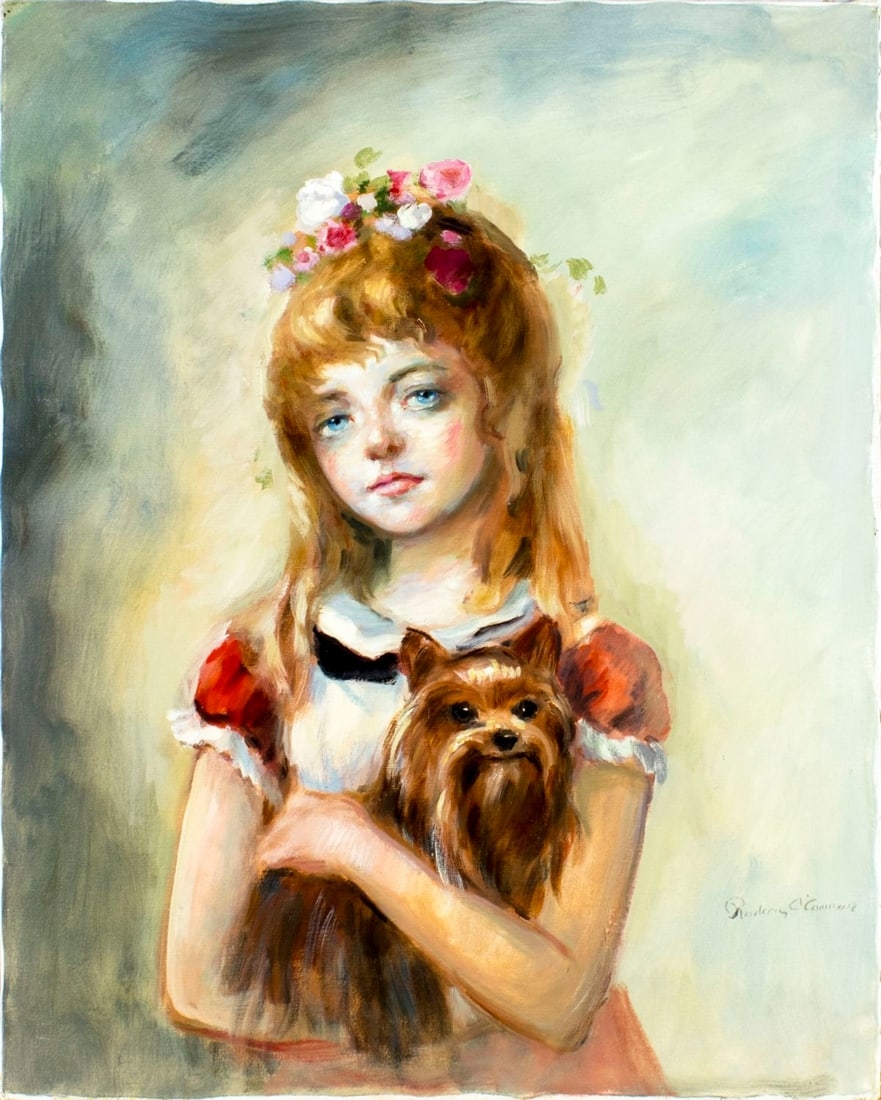 Roderic Montagu O'Connor | Portrait of Girl with Dog | MutualArt