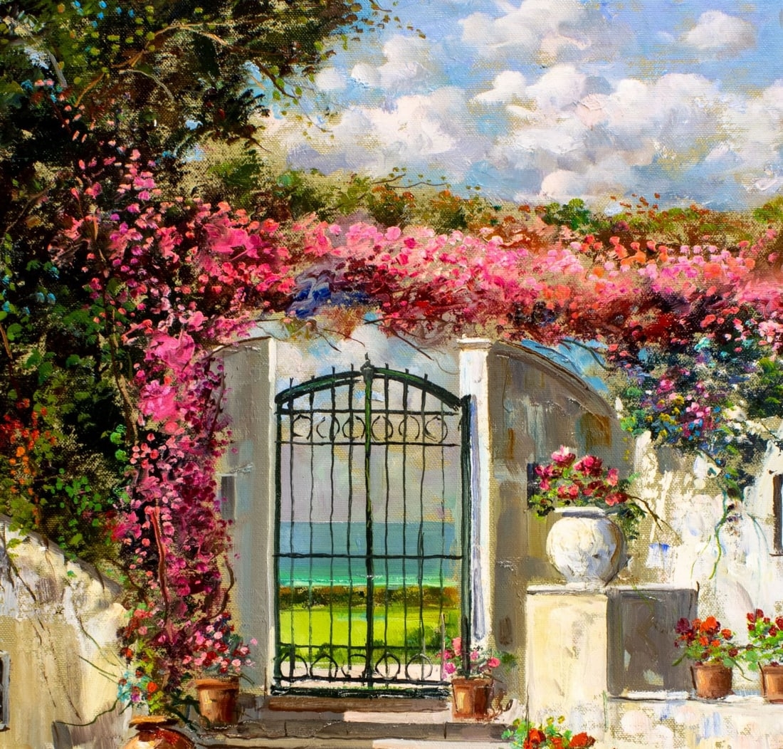 Artwork by Antonio Gravina, Courtyard Scene, Made of oil on canvas
