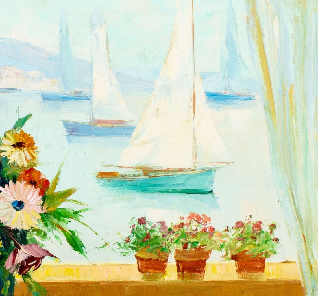John Adamos Manol | Window Still Life with Vase of Flowers | MutualArt