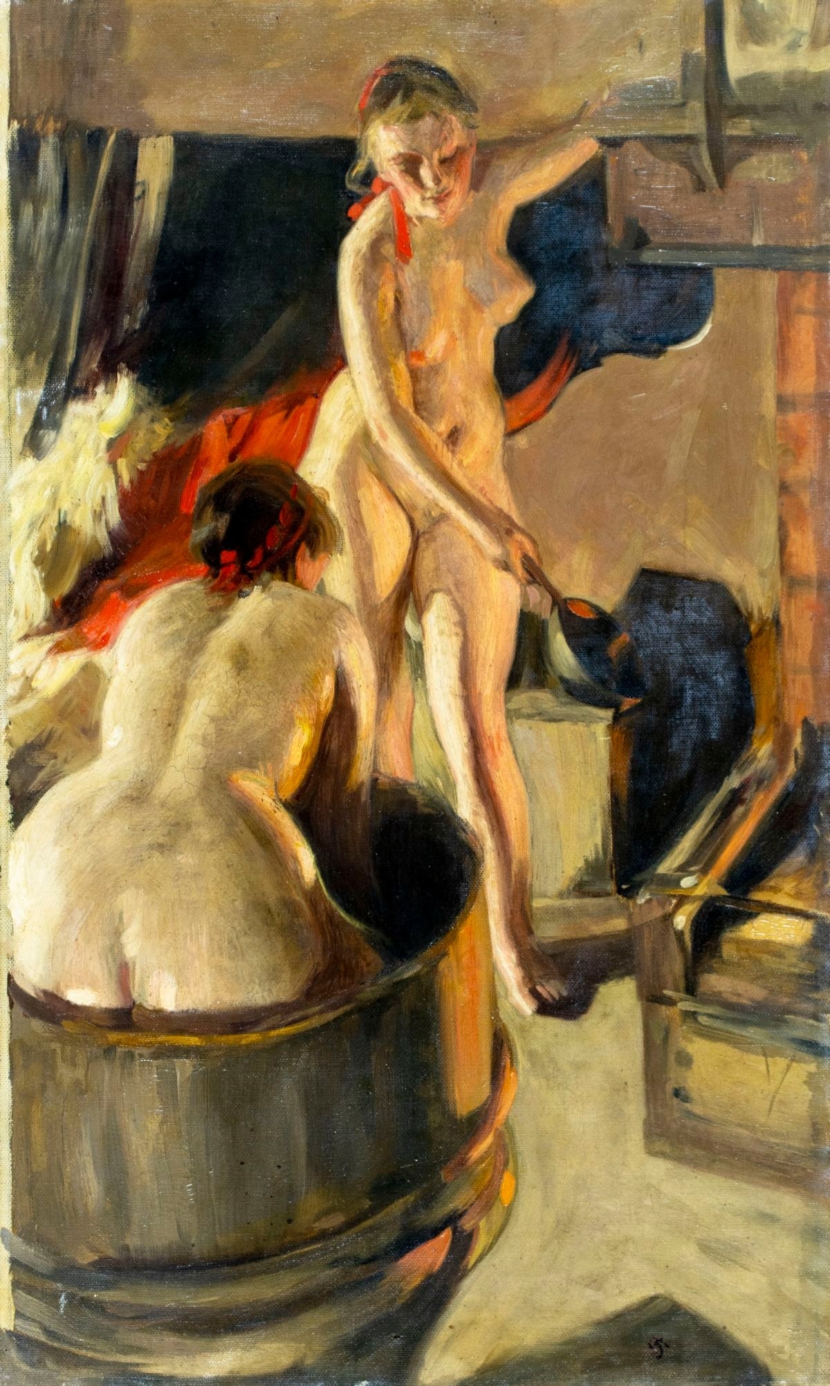 Artwork by Knut Sprengel, Bathing Nudes, Made of oil on canvas