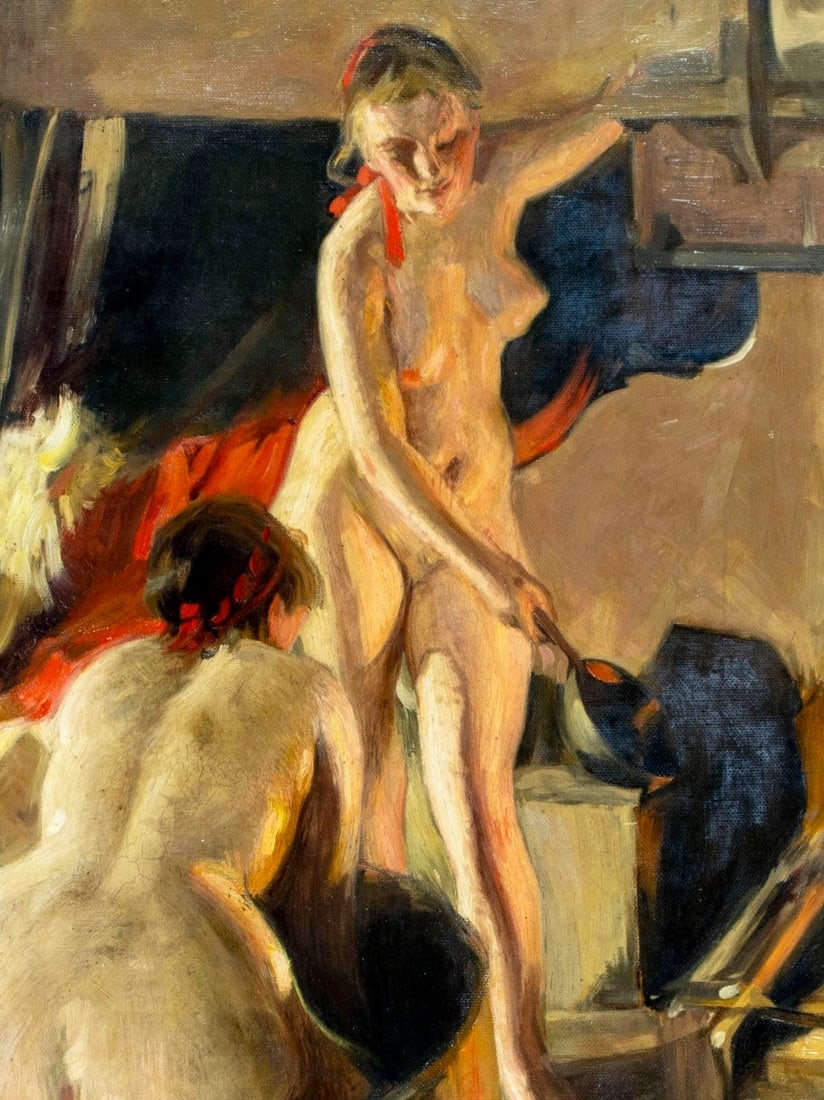 Artwork by Knut Sprengel, Bathing Nudes, Made of oil on canvas