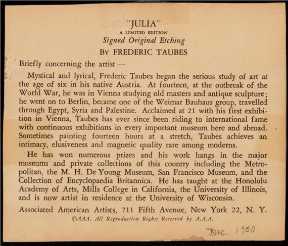 Frederic Taubes | TAUBES AND KLINGHOFFER AAA PENCIL SIGNED ETCHINGS x4 ...