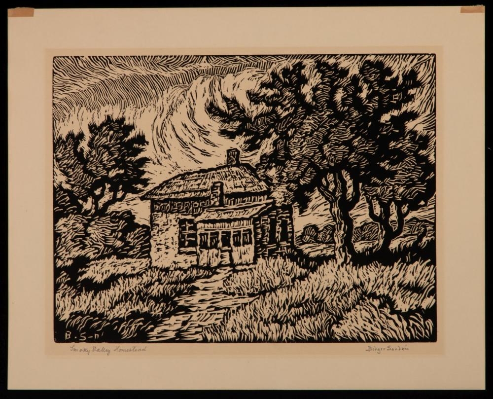 Artwork by Birger Sandzén, BIRGER SANDZEN (1871-1954) PENCIL SIGNED BLOCK PRINT, Made of linoleum cut