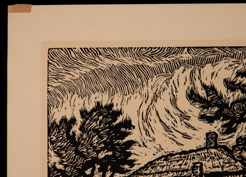Artwork by Birger Sandzén, BIRGER SANDZEN (1871-1954) PENCIL SIGNED BLOCK PRINT, Made of linoleum cut