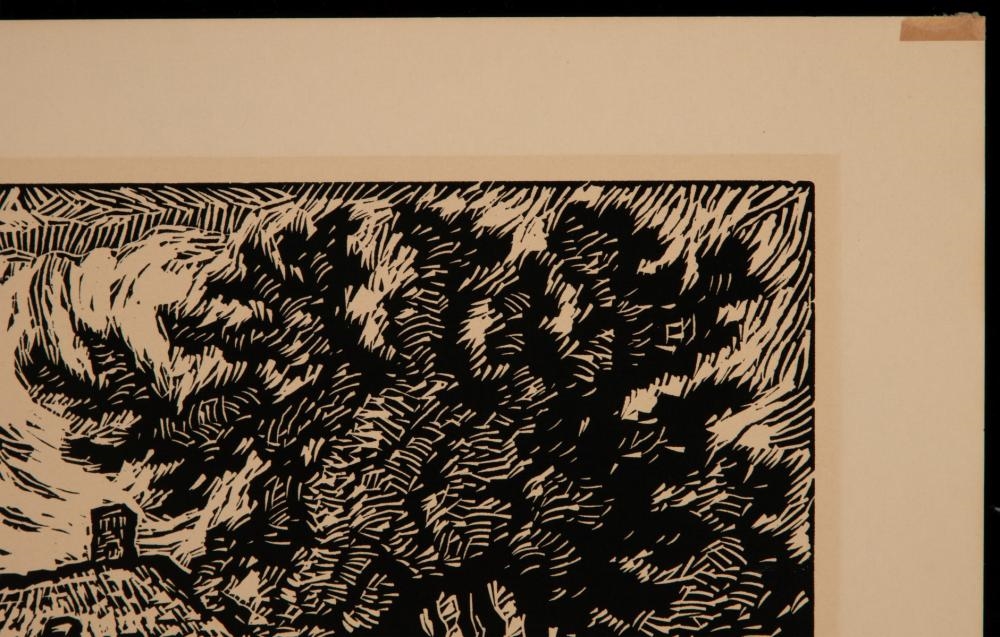 Artwork by Birger Sandzén, BIRGER SANDZEN (1871-1954) PENCIL SIGNED BLOCK PRINT, Made of linoleum cut