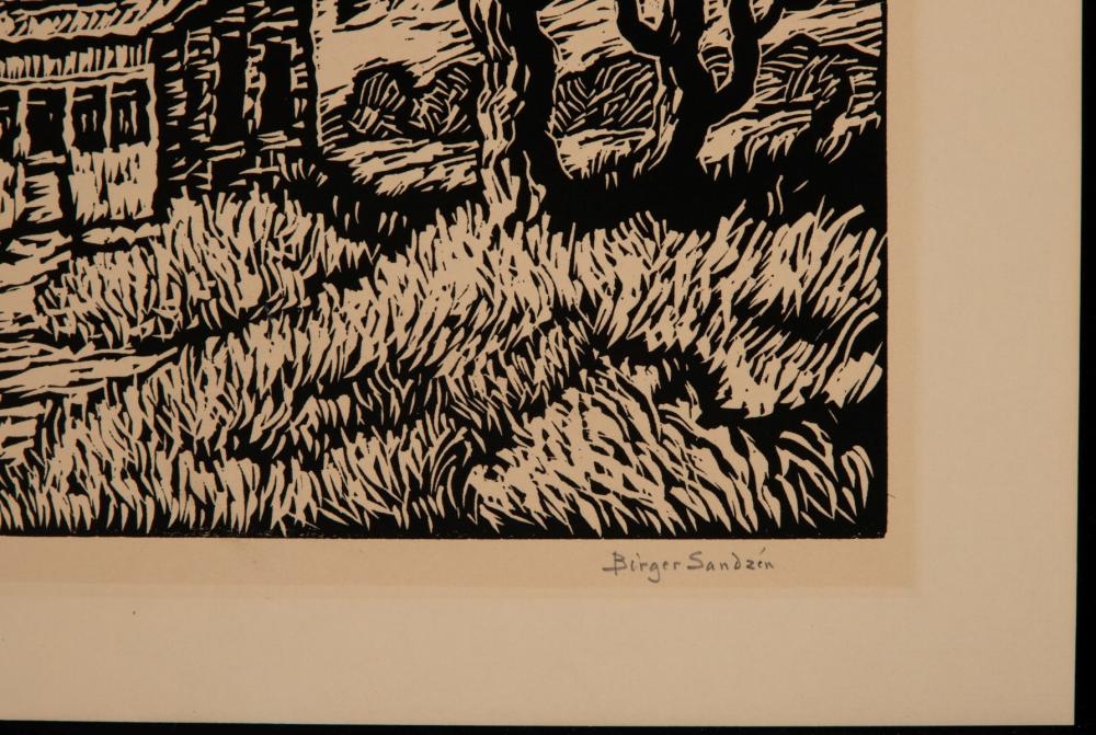 Artwork by Birger Sandzén, BIRGER SANDZEN (1871-1954) PENCIL SIGNED BLOCK PRINT, Made of linoleum cut