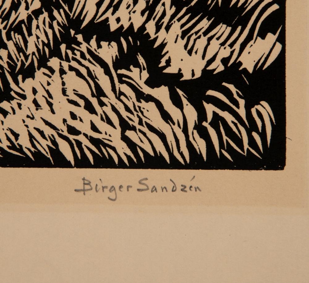Artwork by Birger Sandzén, BIRGER SANDZEN (1871-1954) PENCIL SIGNED BLOCK PRINT, Made of linoleum cut